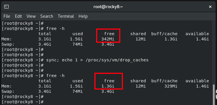 How to clear the buffer and cache in Linux