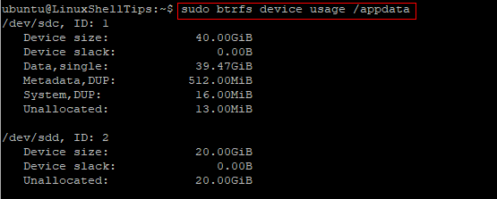 Show BTRFS File System Usage