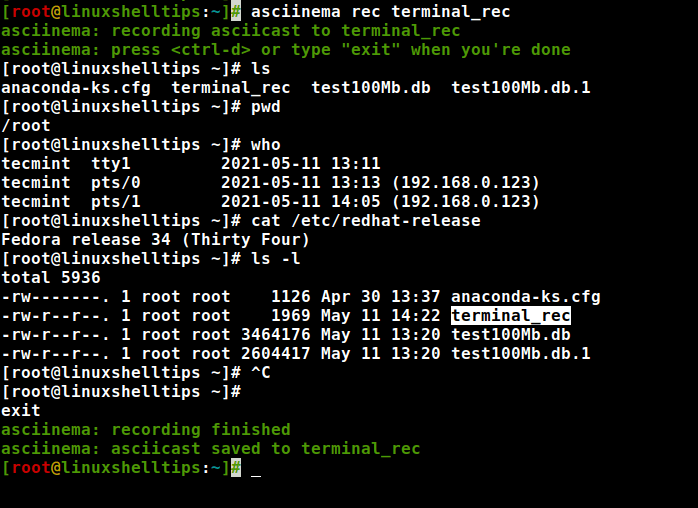 Record Linux Terminal Session