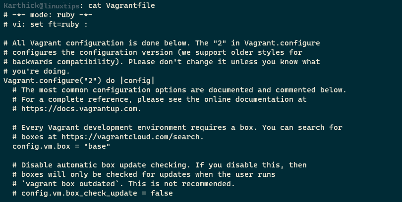 View Vagrant Configuration File
