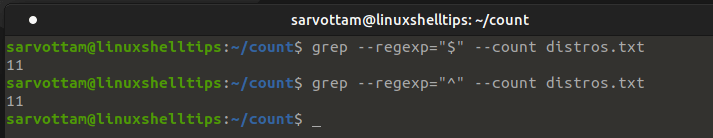 Count Lines in File Using Grep
