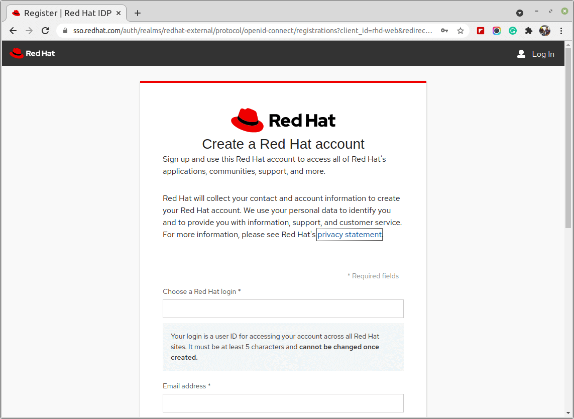 Create a RedHat Account