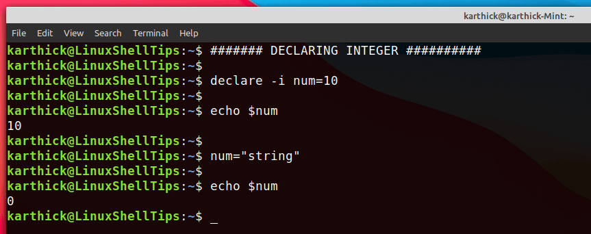 Declaring Integer Type