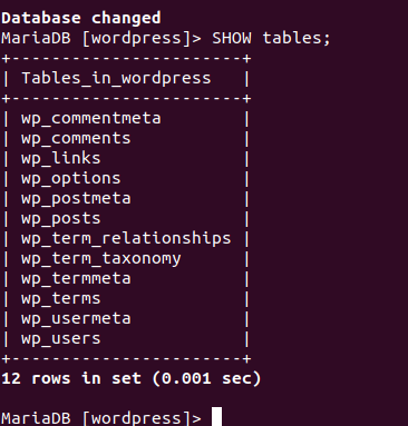List WordPress Database Tables