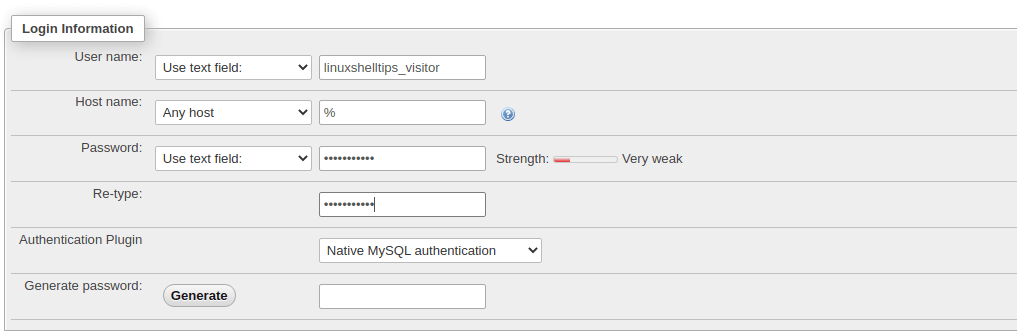 MySQL User Account Info