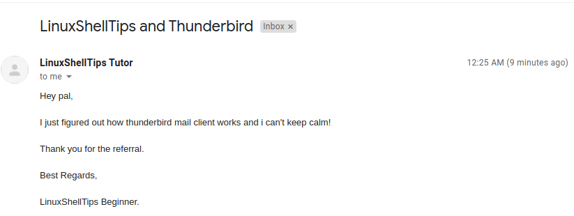 Thunderbird Received Email