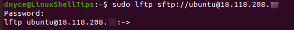 Connect to lftp Server