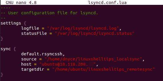 Lsyncd Configuration