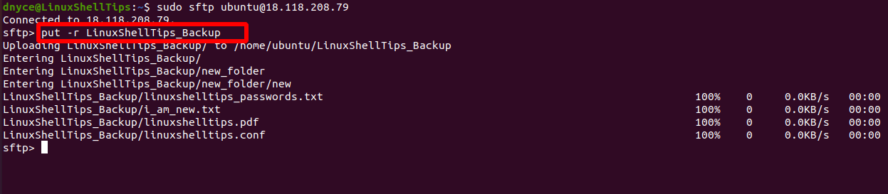 Upload Directory to Remote Linux Using sFTP