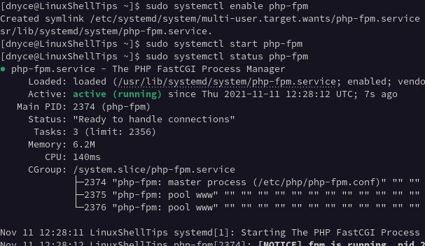 Check PHP-FPM Status in Arch Linux