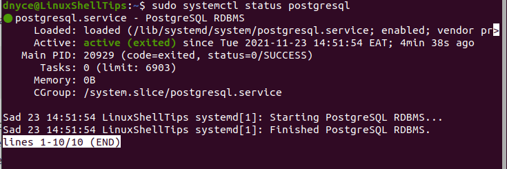 Check PostgreSQL Status in Ubuntu
