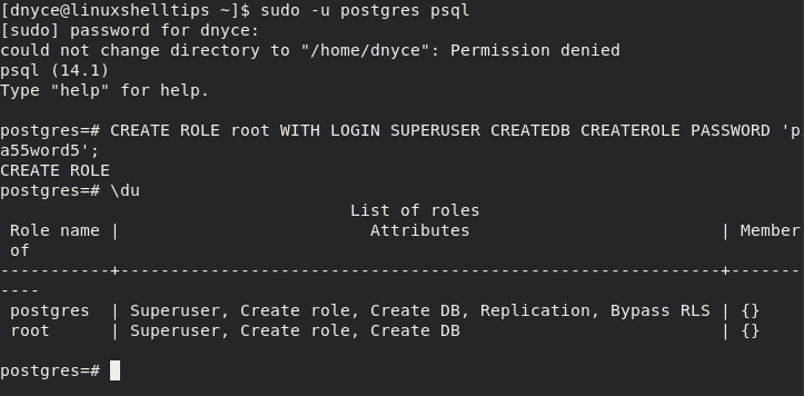 Confirm PostgreSQL Admin User