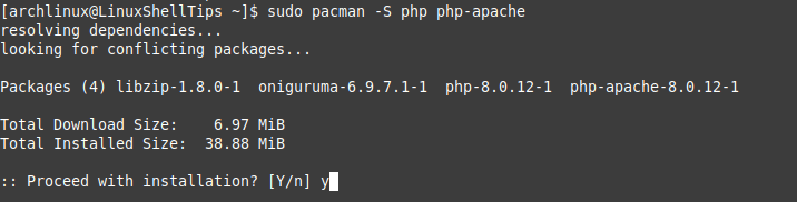Install PHP in Arch Linux