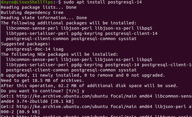 Install PostgreSQL in Ubuntu