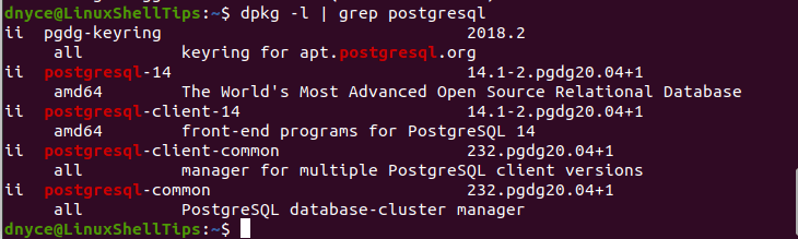 List PostgreSQL Installed Packages