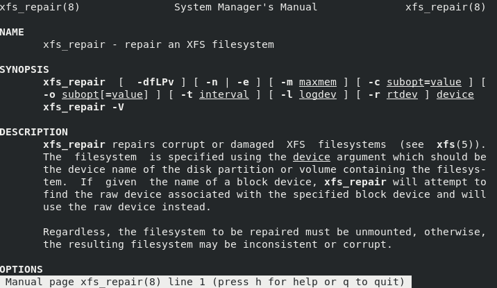 XFS File System Repair Tool