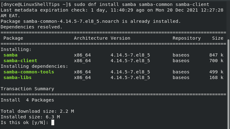 Install Samba in Rocky Linux