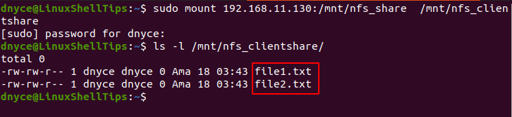 Check NFS Share in Ubuntu