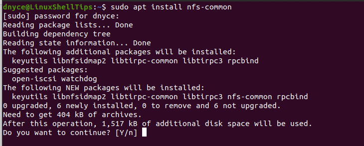 Install NFS in Ubuntu Client