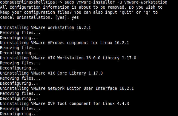 Removing VMWware in OpenSUSE
