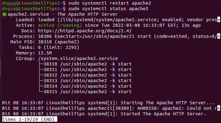 Check Apache Status in Ubuntu