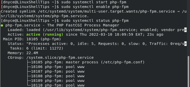 Check PHP-FPM Status in RHEL