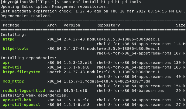 Install Apache in RHEL Linux