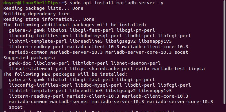 Install MariaDB in Ubuntu
