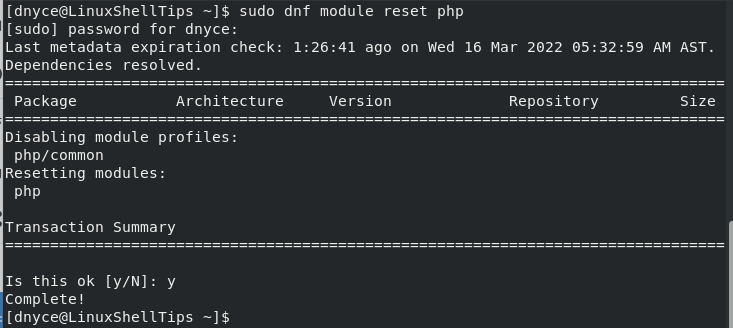 Reset PHP Module in RockyLinux