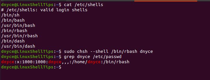 Change User Shell in Linux