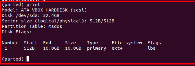 Confirm Linux Primary Partition