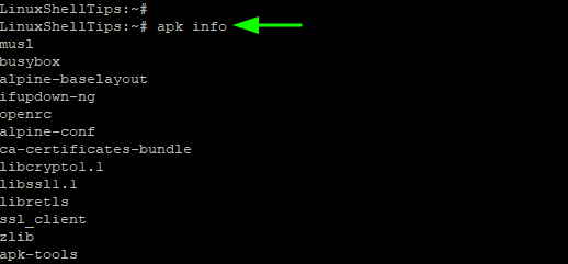 List Installed Packages in Alpine Linux