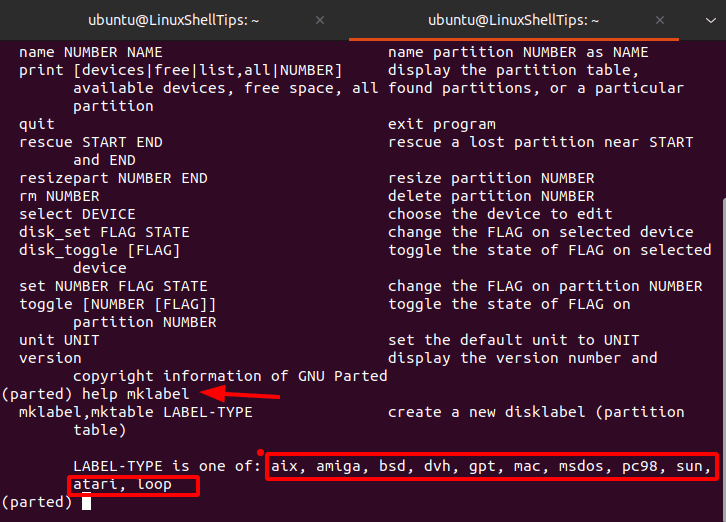 List Linux Partition Label Types