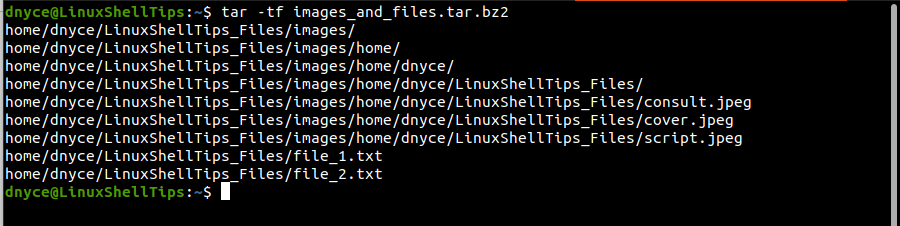 List Tar Files in Linux