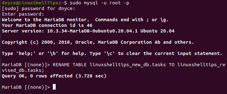 Rename MySQL Database Tables