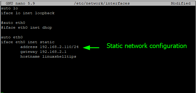 Set Static IP in Alpine Linux