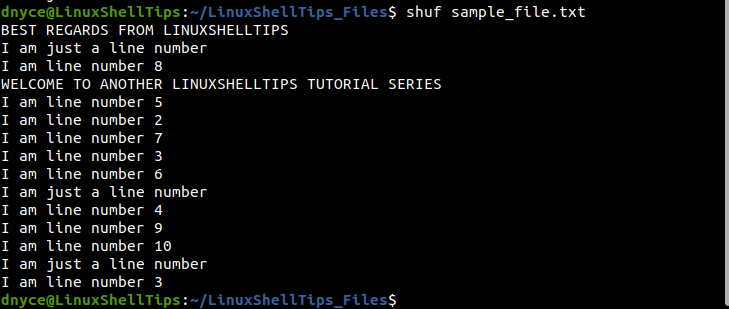 Shuffle File Lines in Linux