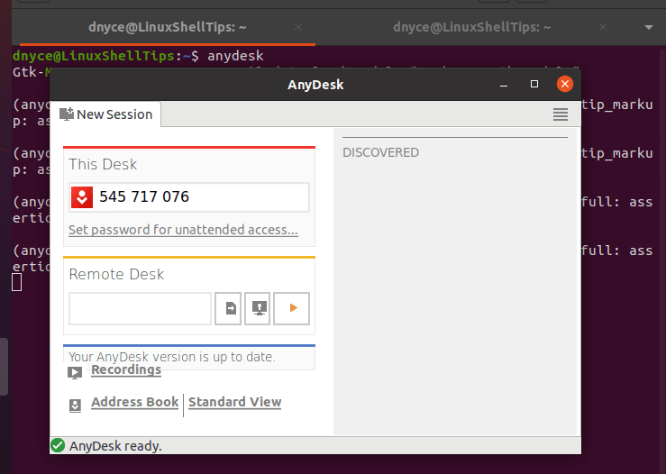 Start AnyDesk in Ubuntu