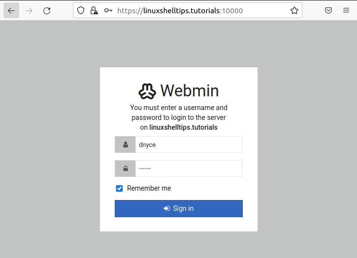 Webmin Admin Login for Debian