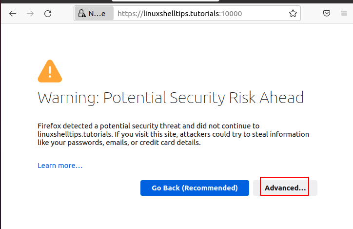 Webmin Security Warning