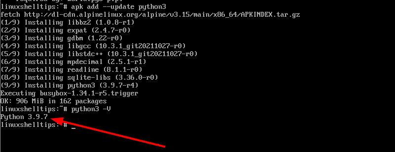 Confirm Python Version in Alpine Linux