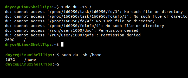 List Linux File Disk Space Usage