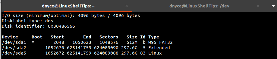 List Linux Partitions