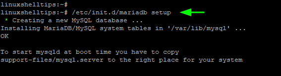 Initialize MariaDB Database