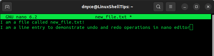 Nano Sample File in Linux
