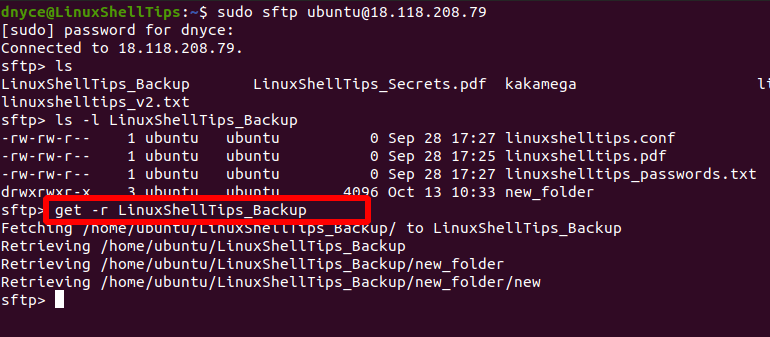 SFTP File Transfer in Linux