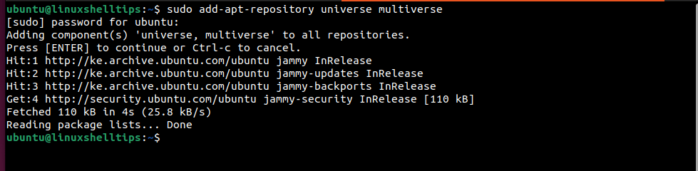 Enable Universe Repository in Ubuntu