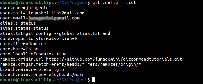 List Git Config Options