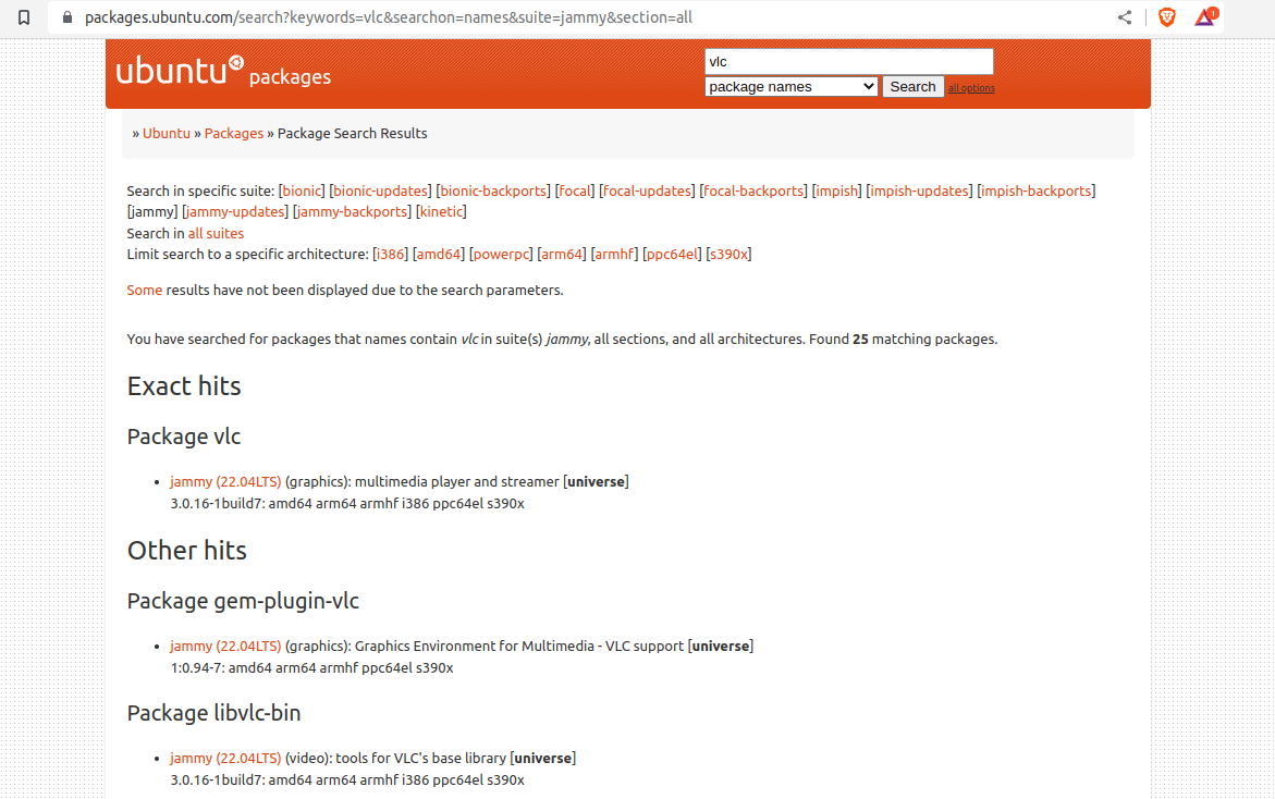 Ubuntu Package Results