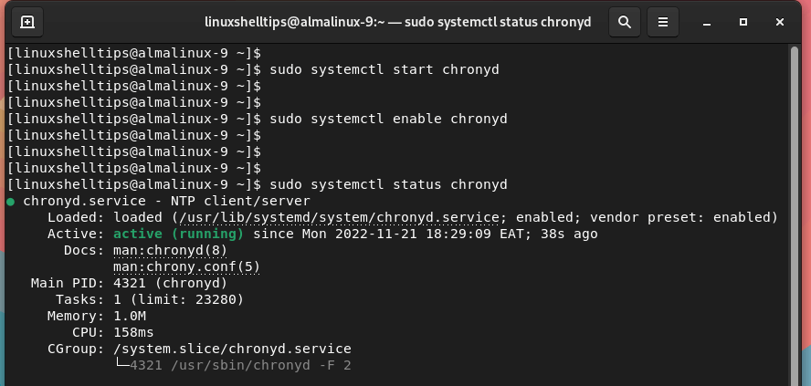 Check Chrony in AlmaLinux